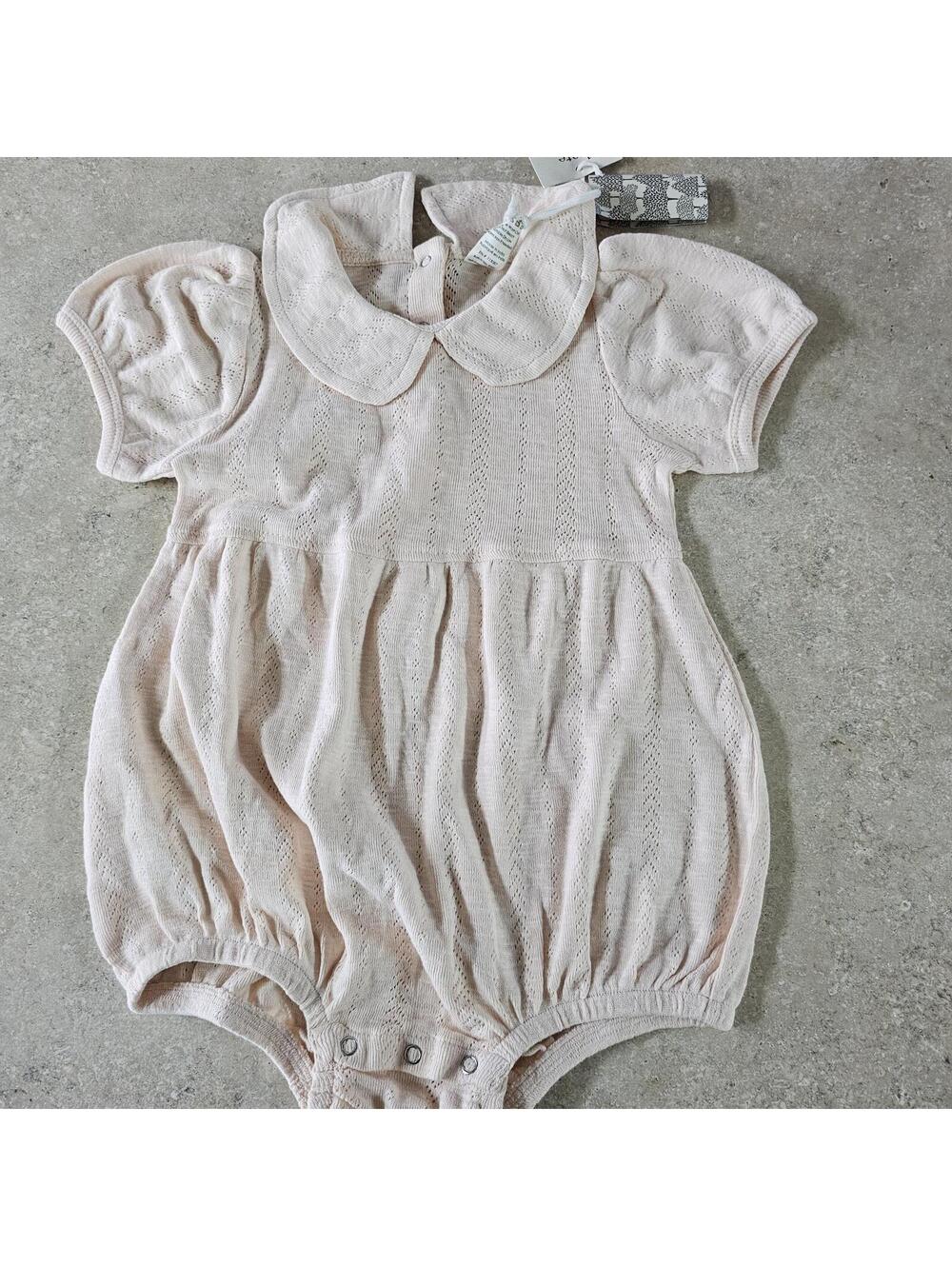 Kate Quinn 2T Blush Pink Knit Baby Bubble Romper with Peter Pan Collar